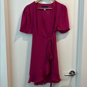 Blue Rain Wrap Dress Pink Magenta